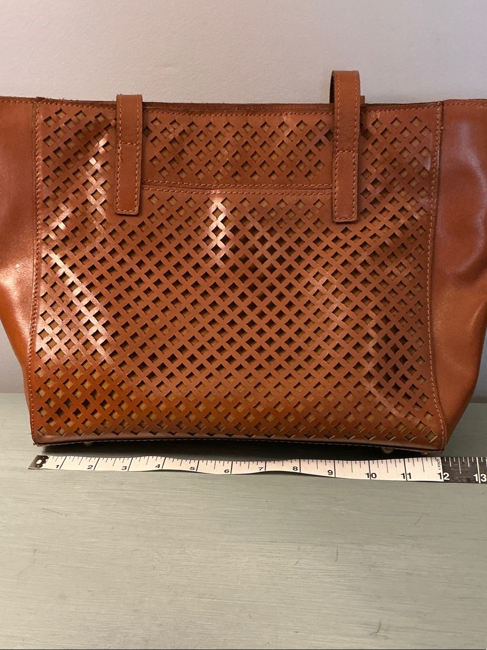 Patricia Nash Cognac Laser-Cut Varsi Tote - Picture 12 of 16